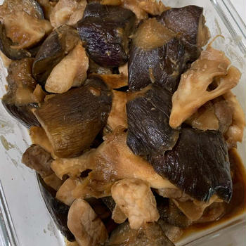 ナスと豚肉の味噌がらめ