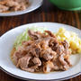 定番しょうが焼きにプラスワン：豚肉の黒酢しょうが焼きのごはんの日。