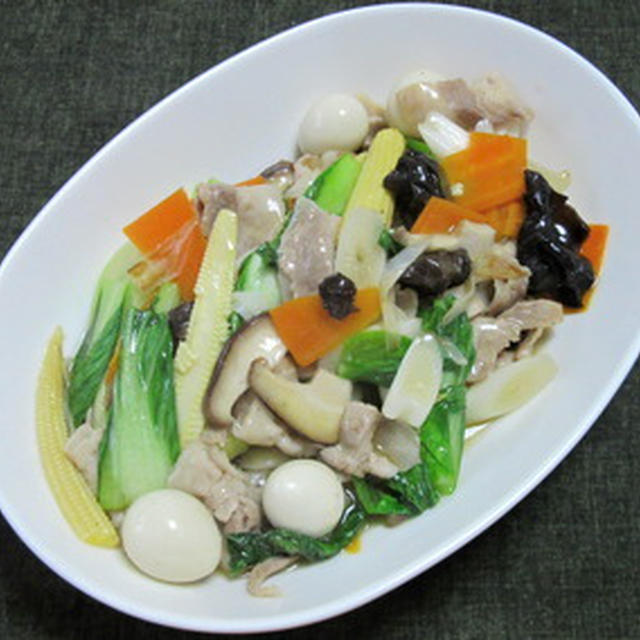 豚肉とチンゲン菜他の中華風炒めもの