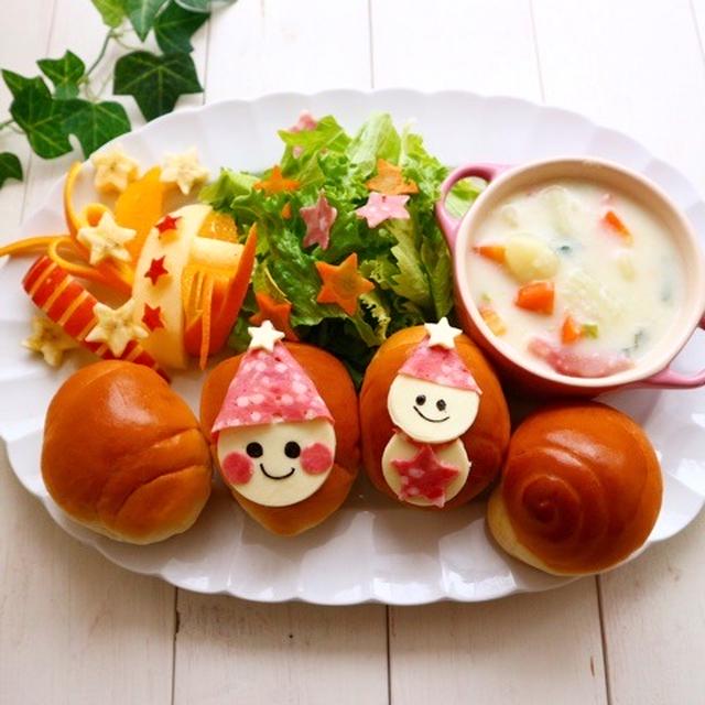 クリスマスバージョン＊雪だるまロールパン