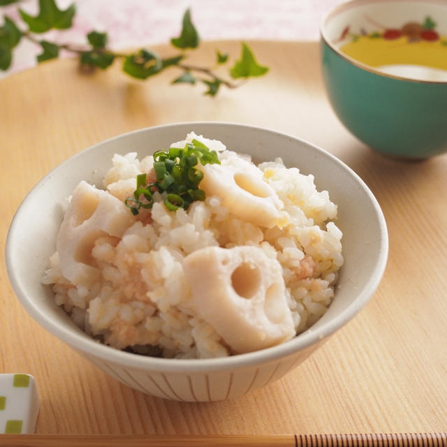 浸水不要♪れんこんとたらこの炊き込みご飯