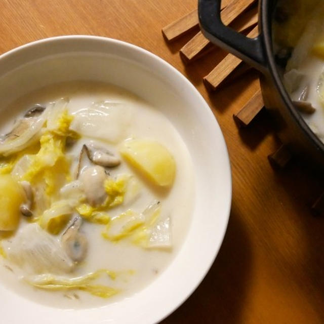「群馬県産邑美人白菜」と牡蠣のクリームシチュー