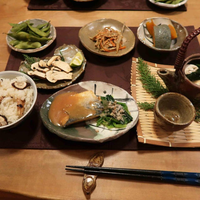 秋の味覚～松茸づくしの晩ご飯　と　ツリバナの実が弾けた♪