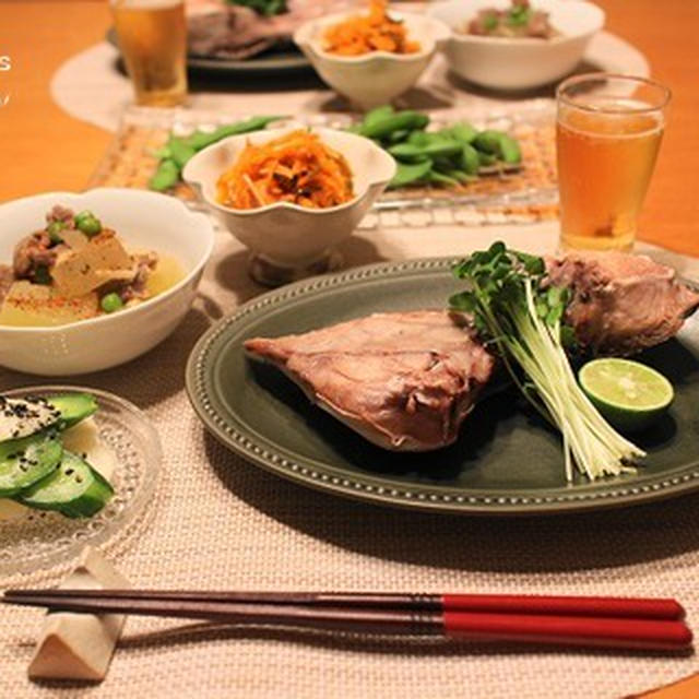 『鰤カマ焼き』とストウブで『小さいおかず』の献立。