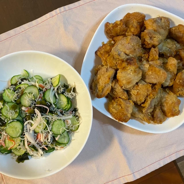 鶏もも肉の唐揚げ♪ カニ酢♪