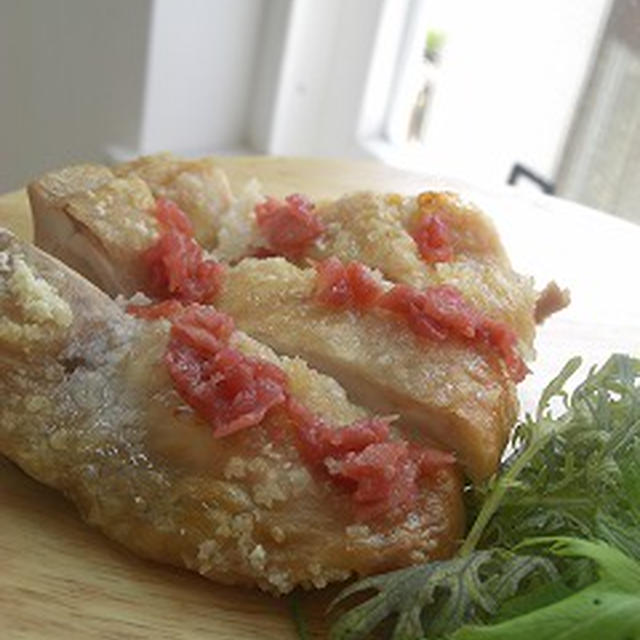 鶏の甘塩・梅焼き。　と献立。