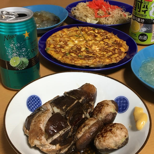 ビーフンとスペイン風オムレツと挟み焼き