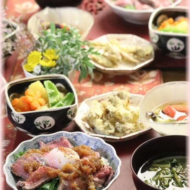 【レシピ・リンク】ローストビーフ丼。の　献立。　と　今でも夢を見る
