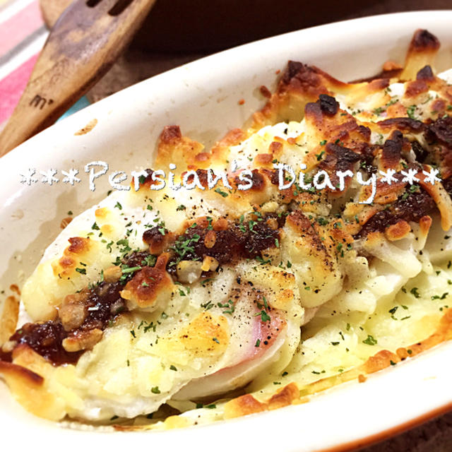 エバラ焼肉のたれこだわり食感で！長芋と春キャベツのチーズ焼き♪