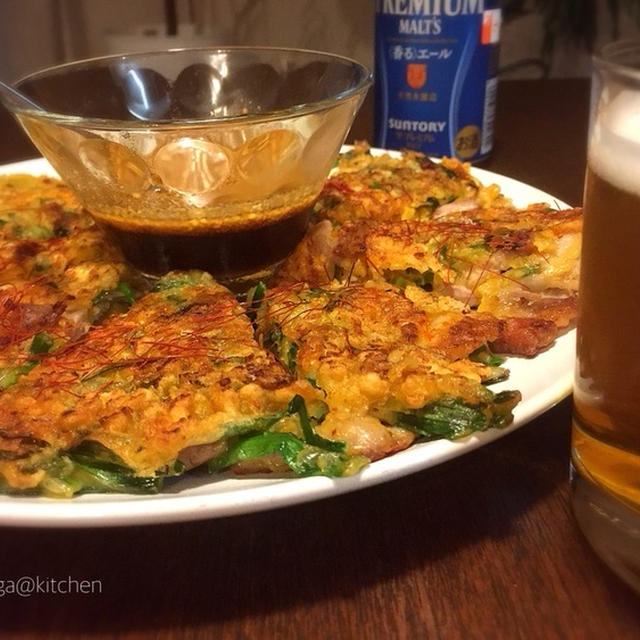 外カリッと中モチっ！豚とキムチのチヂミと久々の腹痛