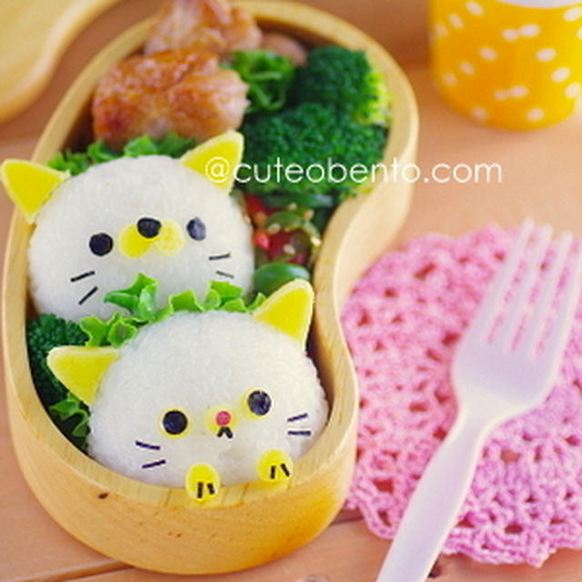 白ネコちゃんのキャラ弁