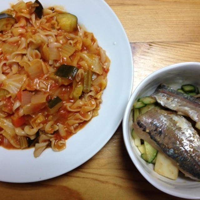 たっぷりの野菜とグルテンフリーの玄米パスタ