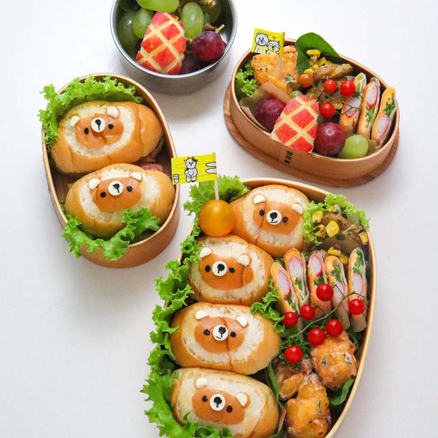 可愛いお弁当を旦那に持たせる嫌がらせ弁当「くまちゃんロールパン編」