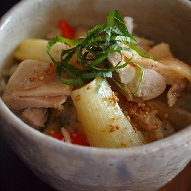 鶏と長ねぎとごぼうの炊き込みご飯♪