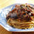 牛肉の煮込みをパスタソースにに&豚肉とレタスのサラダ