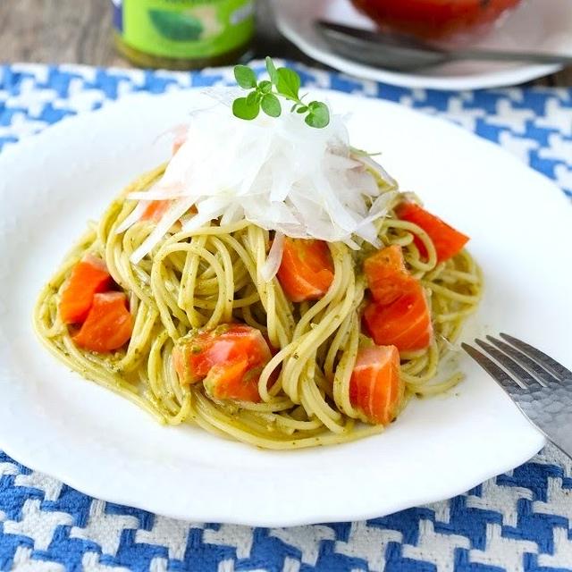 混ぜるだけ♪ サーモンジェノベーゼパスタ (レシピ)