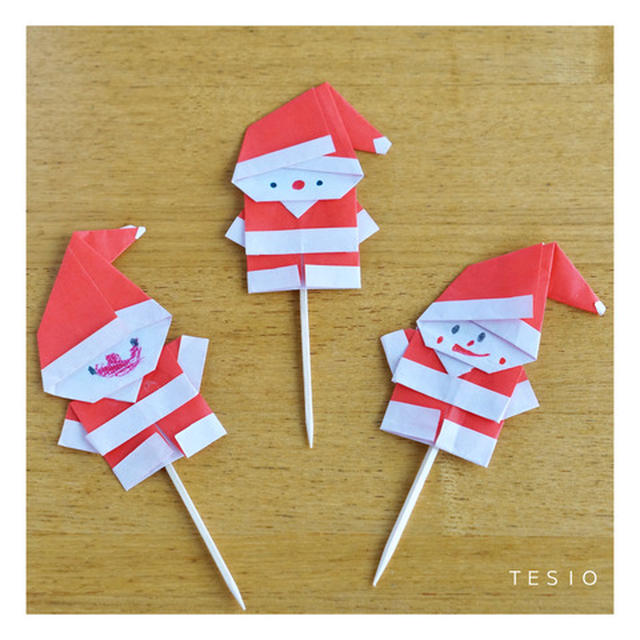 まだ間に合う！クリスマス折り紙サンタさんピック☆