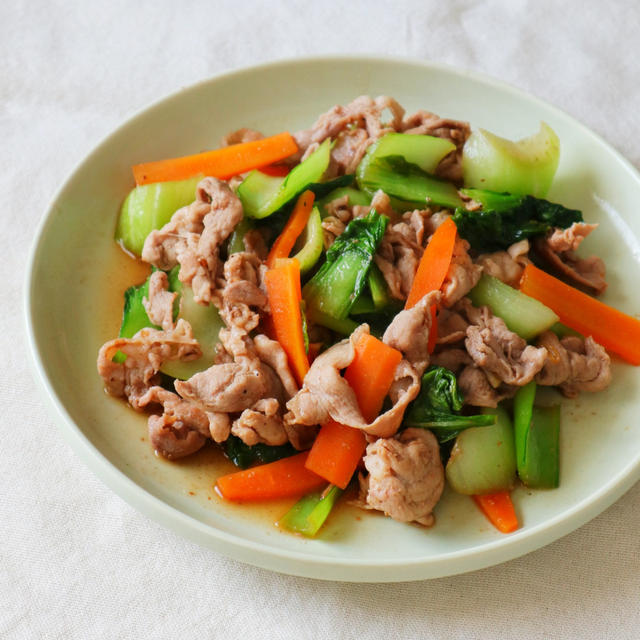 豚肉と青梗菜のやすまる炒め