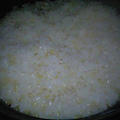 湯立てで白米（８９１）。。。富山県南砺市産海藻アルギット米特別栽培米コシヒカリ・白米（あいざわ米店）と茨城県産うまかっぺコシヒカリ玄米・新米（あいざわ米店）