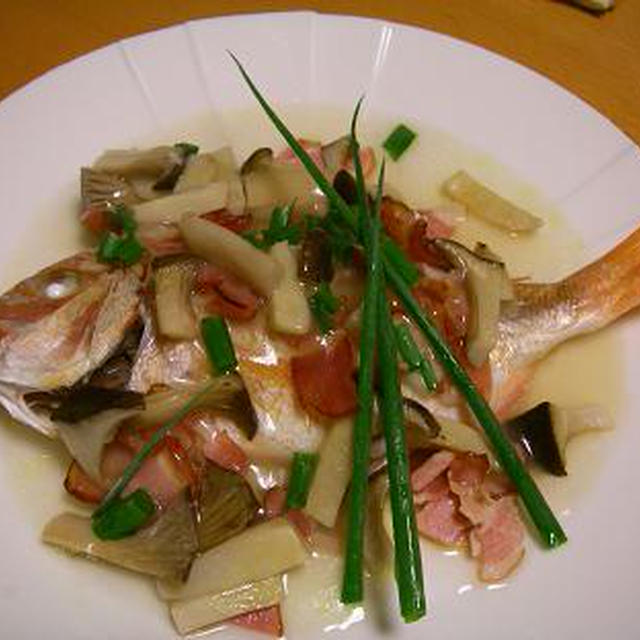 お正月。豪華に蒸し鯛のあんかけ