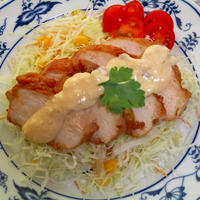 味ぽんでさっぱり鶏チャーシューでタルタル鶏チャーシューサラダ♪