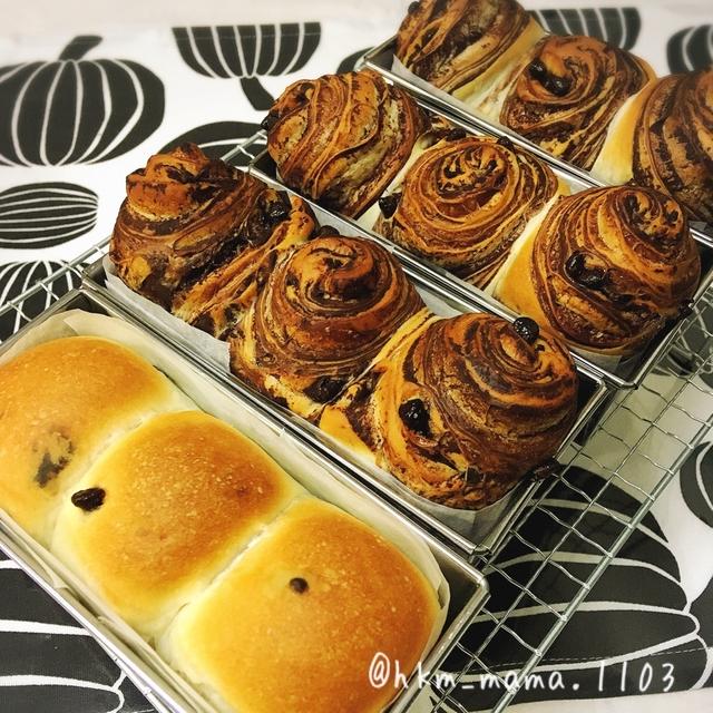 ミニチョコ食パンとハムマヨチーズ