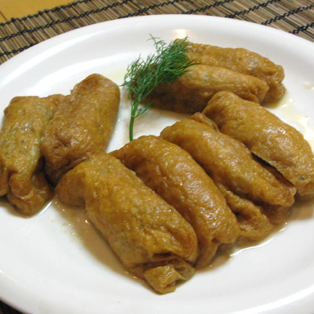 ■豚肉ともやしのいなり巾着煮