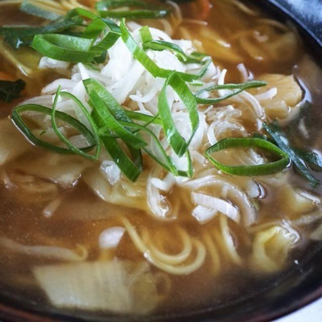 ■【頂き物の冷凍品　横浜餡かけラーメン】お湯を沸かして葱を乗せただけ＞＜！