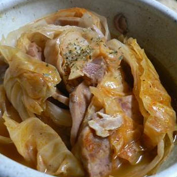 キャベツとスパムのケチャップ煮
