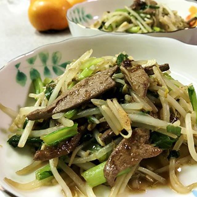 昨夜はレバもやし炒め♪