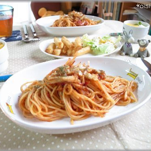 おうちランチ☆カリッとポテトマスパゲッティ