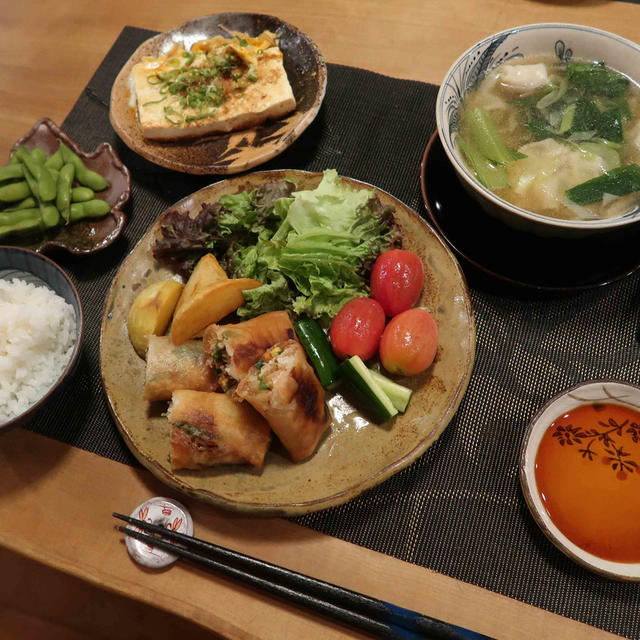 春巻で中華な晩ご飯　と　ヒメひまわりの花♪