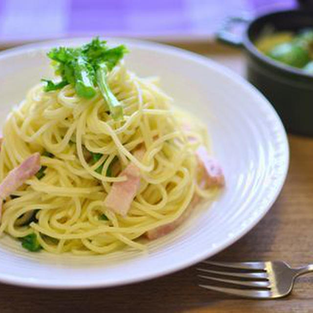 菜の花とクリームチーズのパスタ
