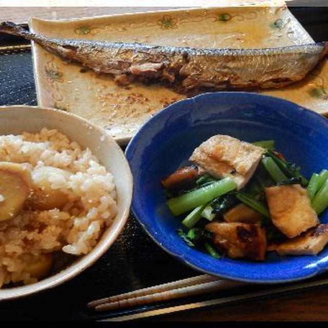秋の朝食～秋刀魚・栗ご飯