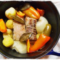 ストウブで“塩豚と野菜の蒸焼き”と今日のお弁当