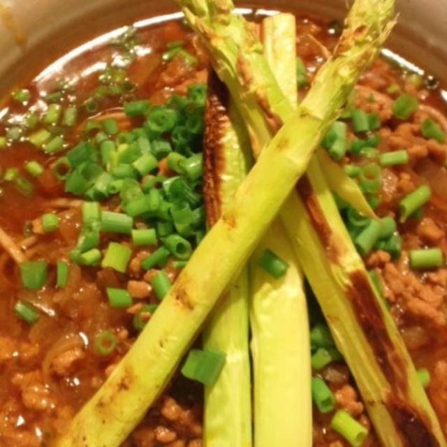 野郎飯流・カレー蕎麦 炙りアスパラ添え