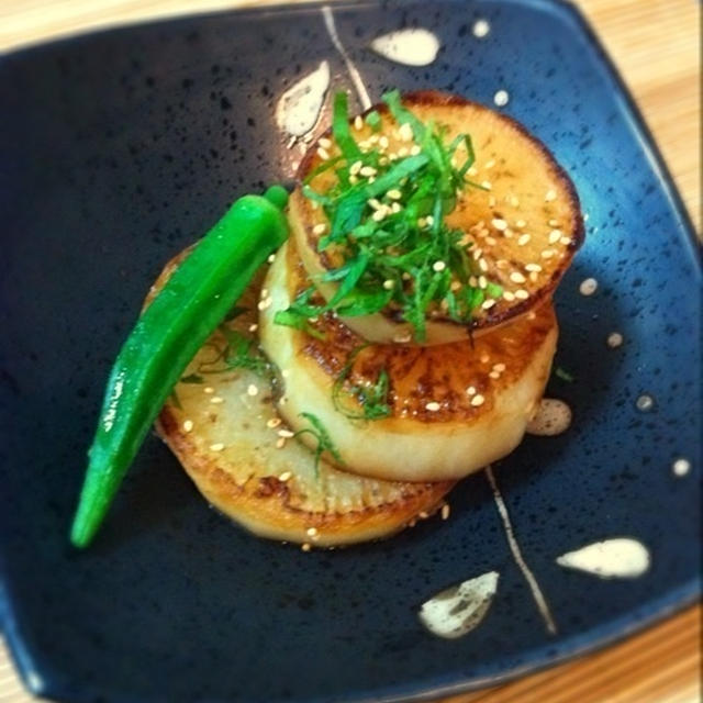 簡単野菜ごはん。大根ステーキ。