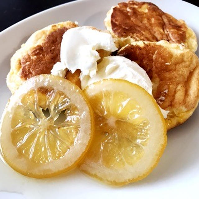 甘酸っぱいレモンパンケーキ、クリームチーズ添え@タカナシ乳業