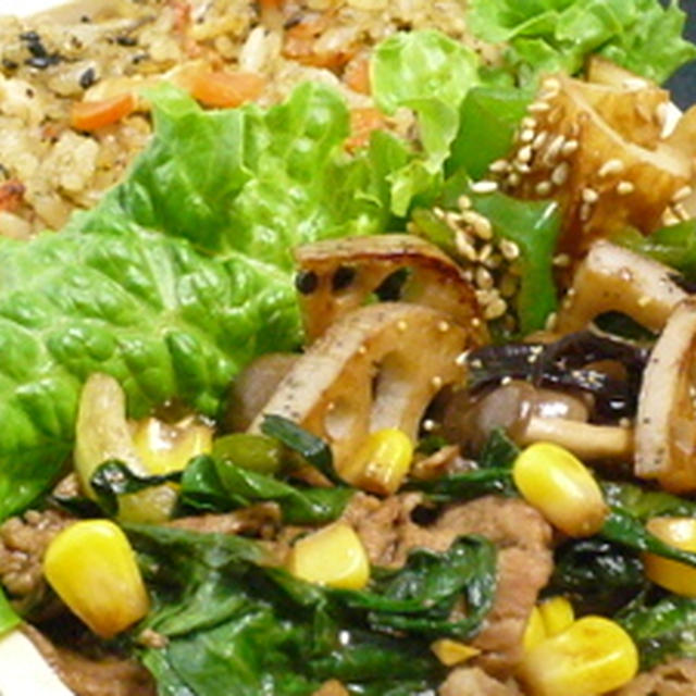 人参と鶏ひき肉のお茶っぱ炒飯弁当