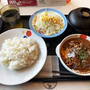 カットステーキのビーフストロガノフと生野菜を食べる 〜松屋・期間限定〜