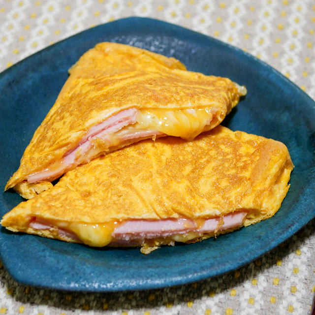 半分に折るだけのハムチーズ玉子焼き&「麺づくり鶏だし塩」