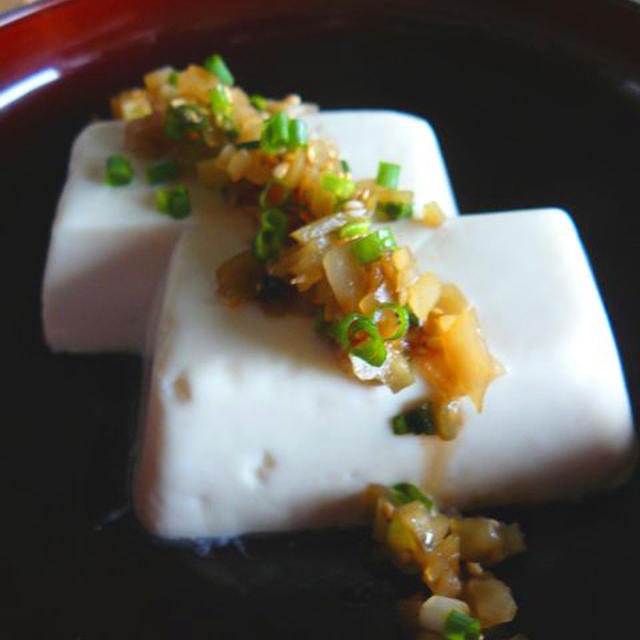 トロトロ豆腐のザーサイネギソース