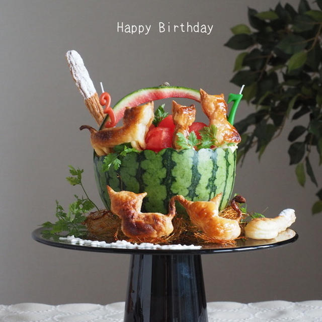 スイカのミルフィーユ＠だんなさま37歳のお誕生日