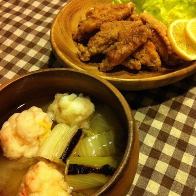 海老団子と焼きねぎのスープ