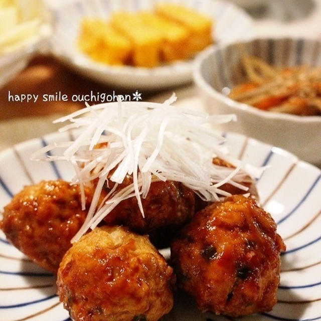 豆腐と鶏の肉団子照り焼き＊