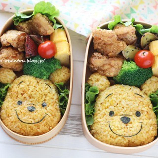 兄弟弁　くまのプーさんのお弁当＊キャラ弁