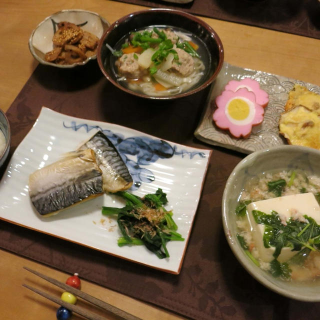 昆布鯖や豆腐の蟹あんかけの晩ご飯