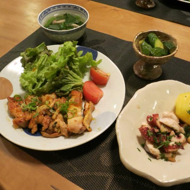 鶏肉のピリ辛照焼の晩ご飯　と　は・は・蜂の巣～(＠_＠;)