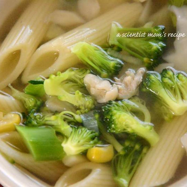 芯から温まるパスタスープで朝ごはん
