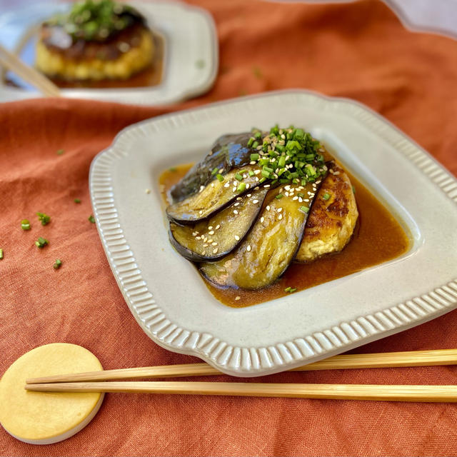 Veganレシピ。ヴィーガン和風ハンバーグ、茄子餡掛けの作り方